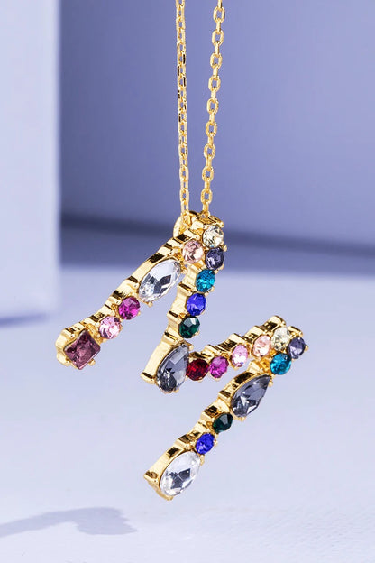 Rhinestone Multi-Color Initial Necklace