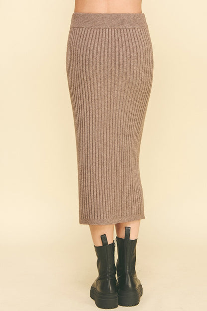 Ribbed Knit Pencil Skirt