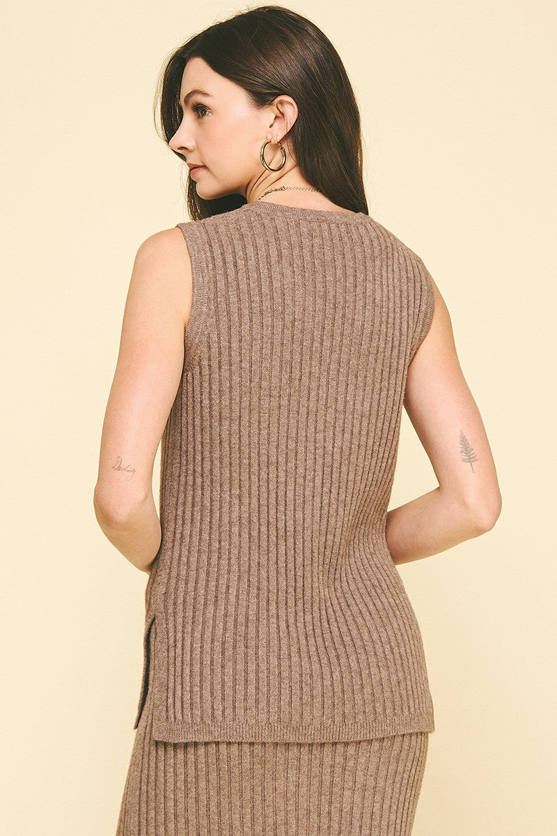 Ribbed Knit Sweater Vest