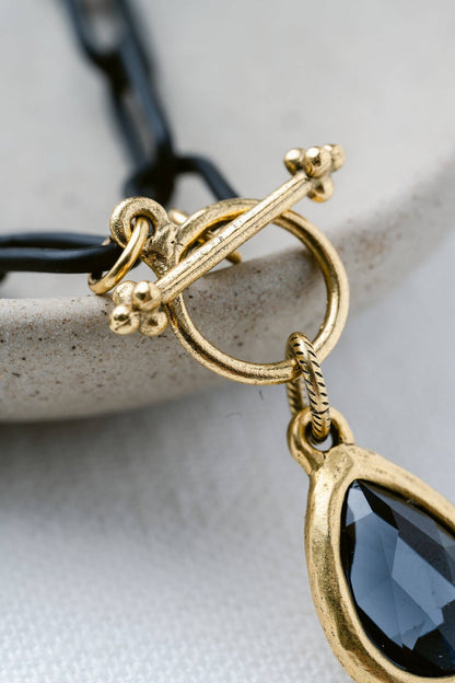 Midnight Aura Crystal and Chain Necklace