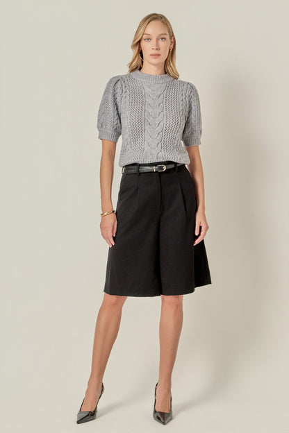 Cable Knit Short Sleeve Sweater