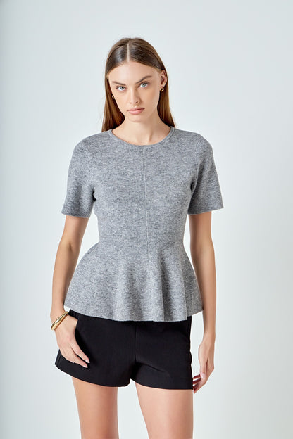 Peplum Short Sleeve Sweater