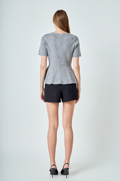 Peplum Short Sleeve Sweater