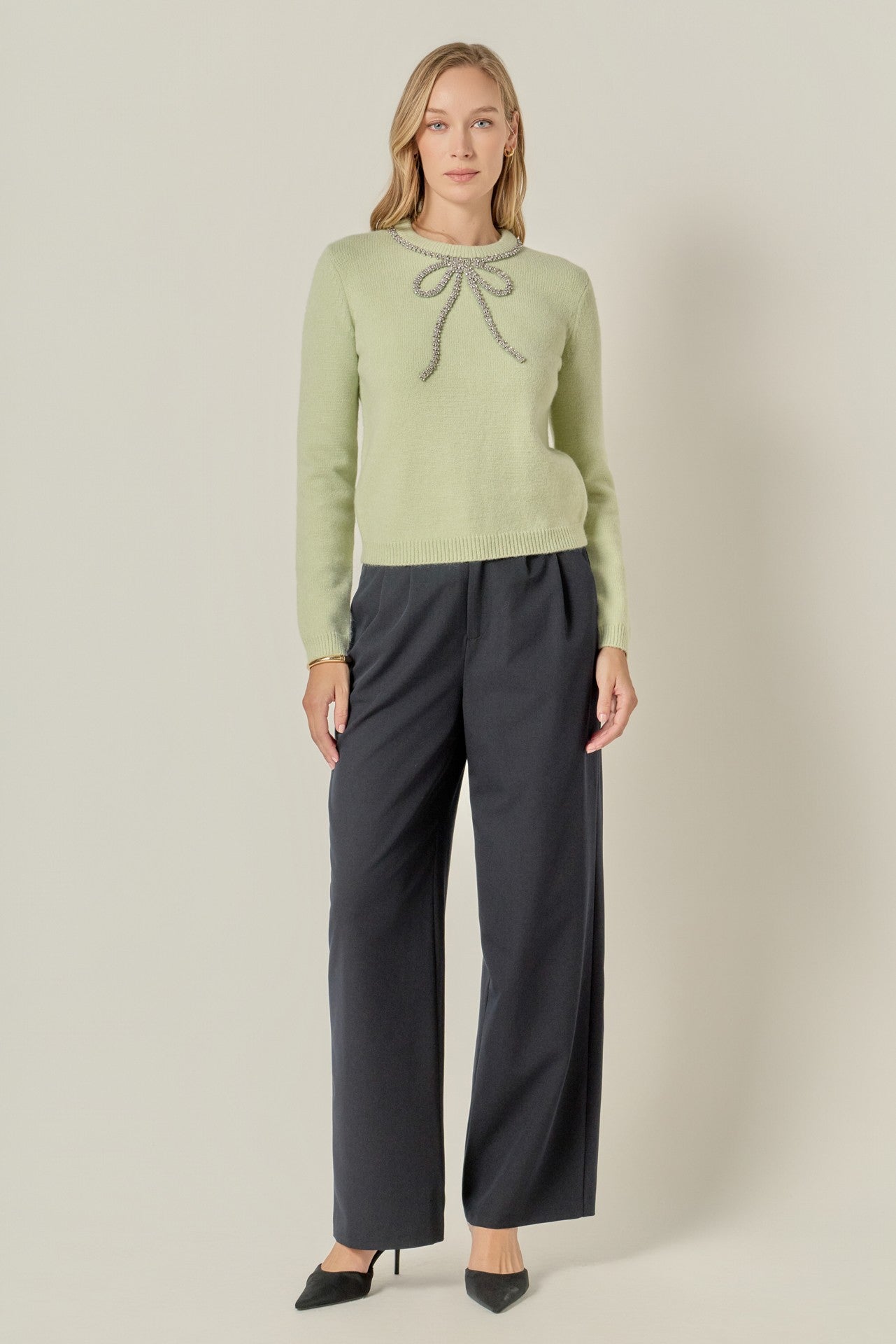 Rhinestone Bow Sweater