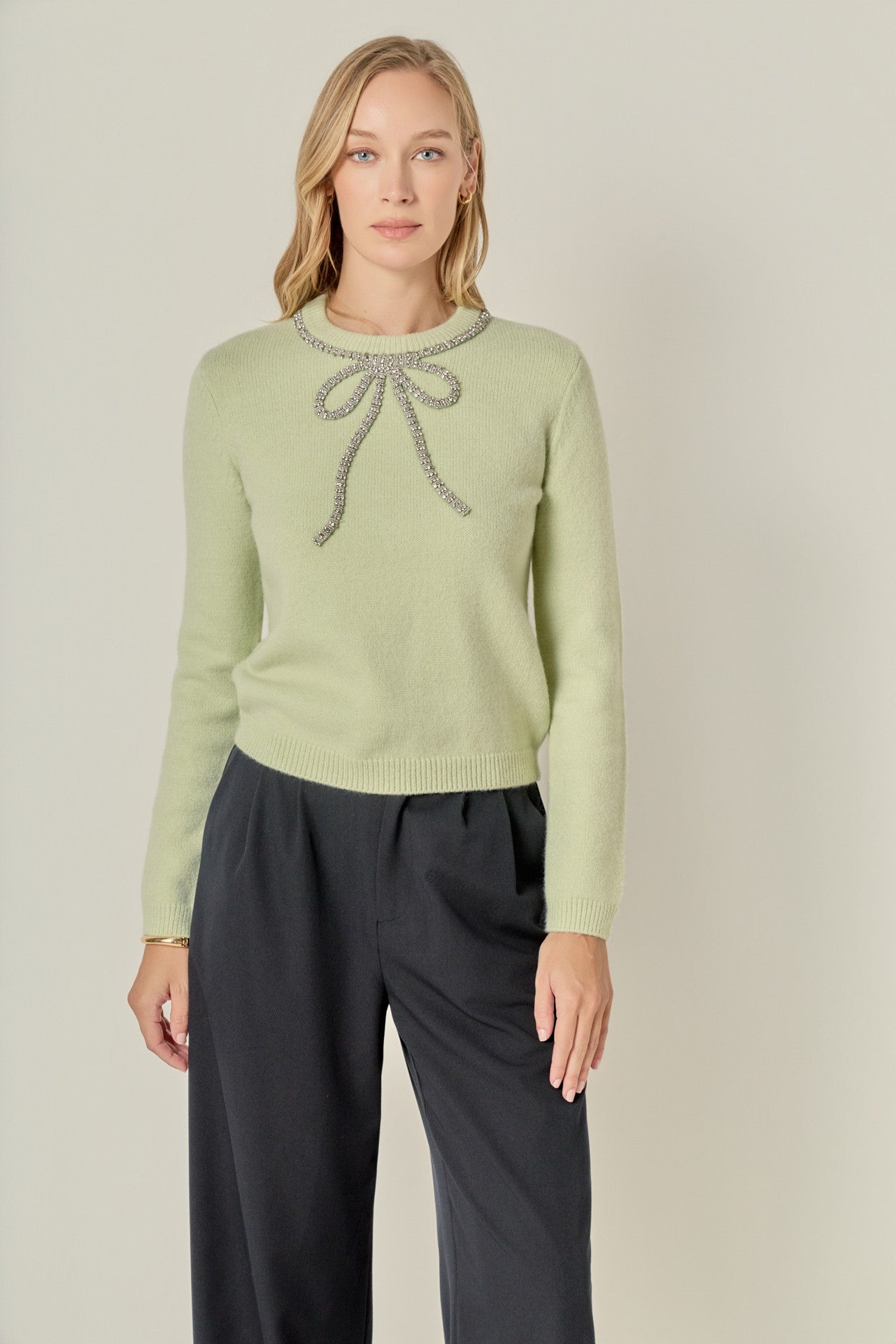 Rhinestone Bow Sweater