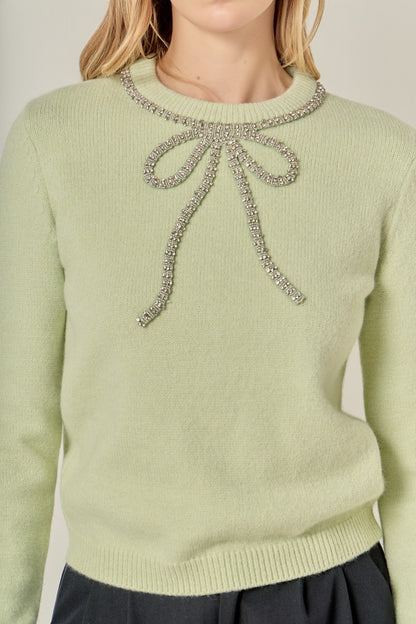 Rhinestone Bow Sweater