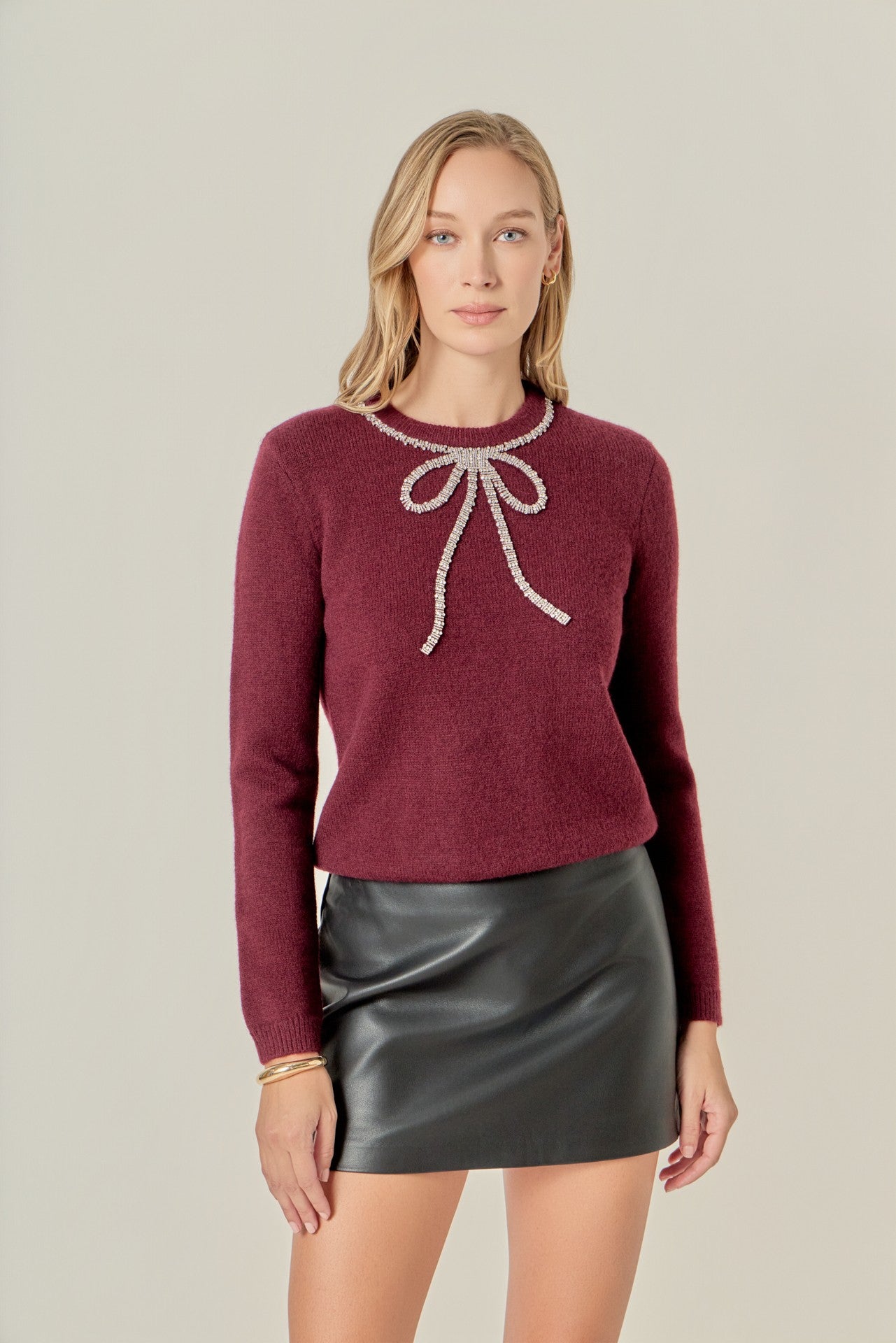 Rhinestone Bow Sweater