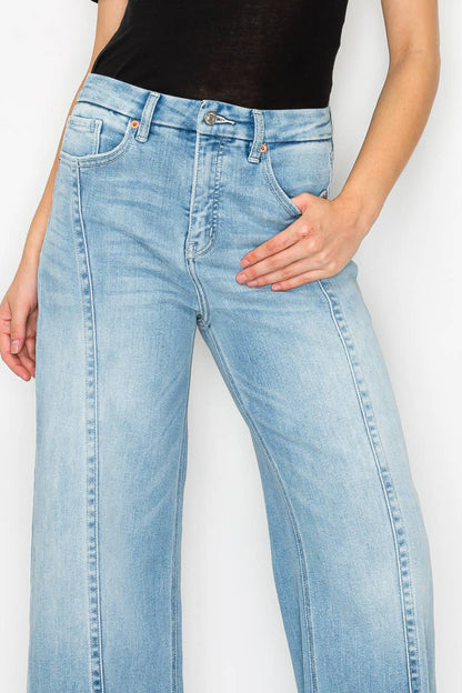 Front Seam Cuffed Wide Leg Jeans