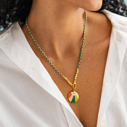 Maria Braided Necklace With Enamel Pendant