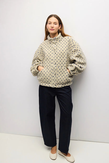 The Leslie Jacket | Sherpa Dotted Turtleneck Jacket