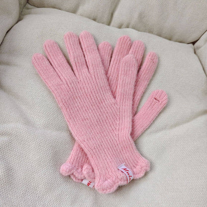 Scalloped Wool Fingerless Touchscreen Gloves