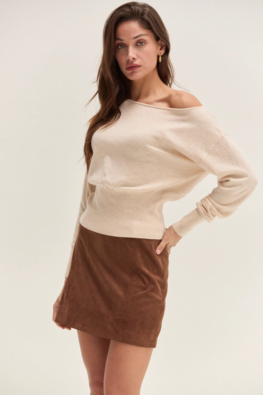 Cassie Cinched Waist Boatneck Sweater