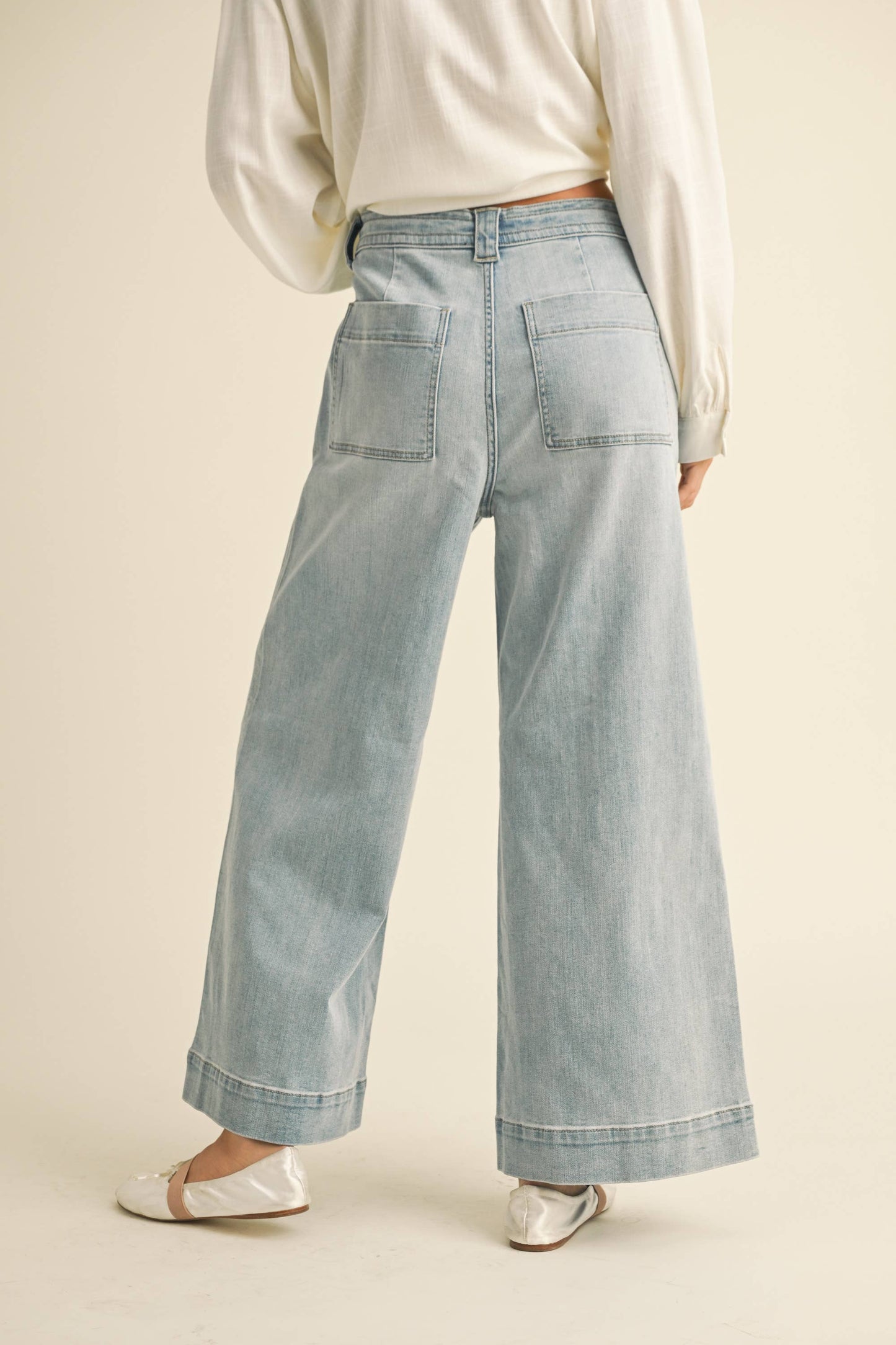 Washed Denim w/ Tie Front Pants