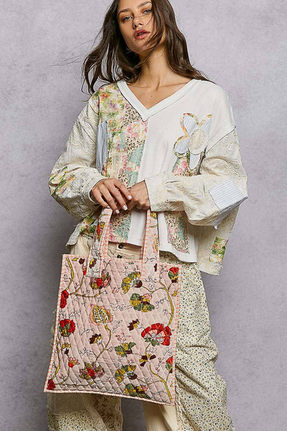 Everyday Quilted Striped Tote Bag