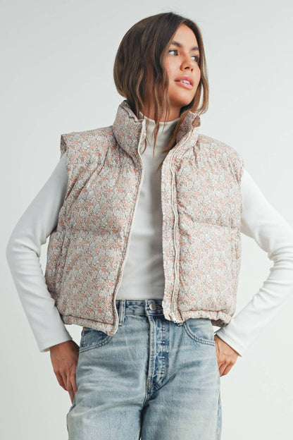 Floral Puffer Vest