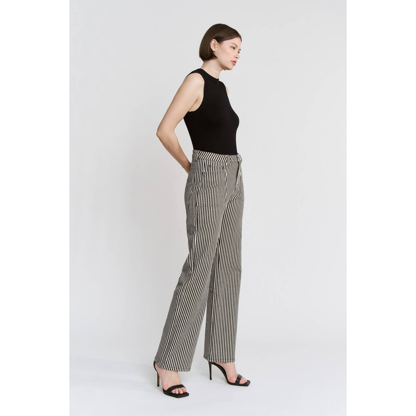 HIgh Rise Straight Leg Striped Jeans