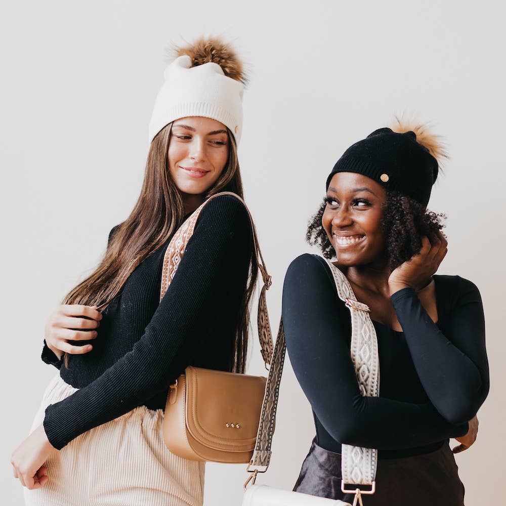 Angora Fur Pom Slouchy Beanie 