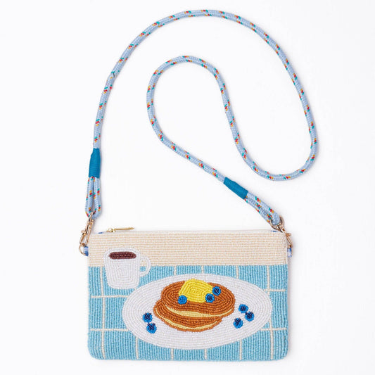 Leila Breakfast Seed Bead Clutch With Strap