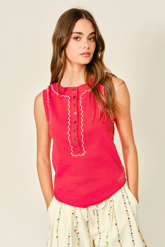 Stitch Detail Ribbed Knit Top
