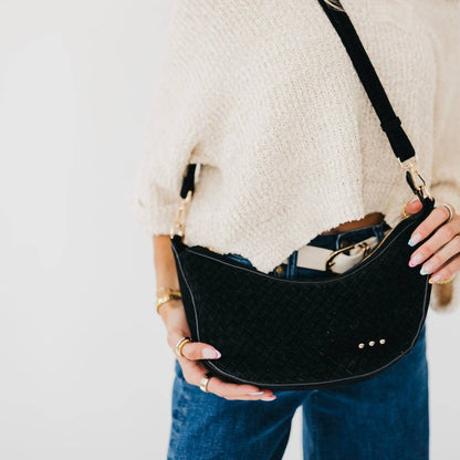 Paige Structured Suede Woven Crossbody