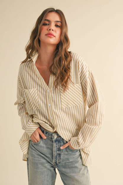 Striped Pattern Button Down Shirt