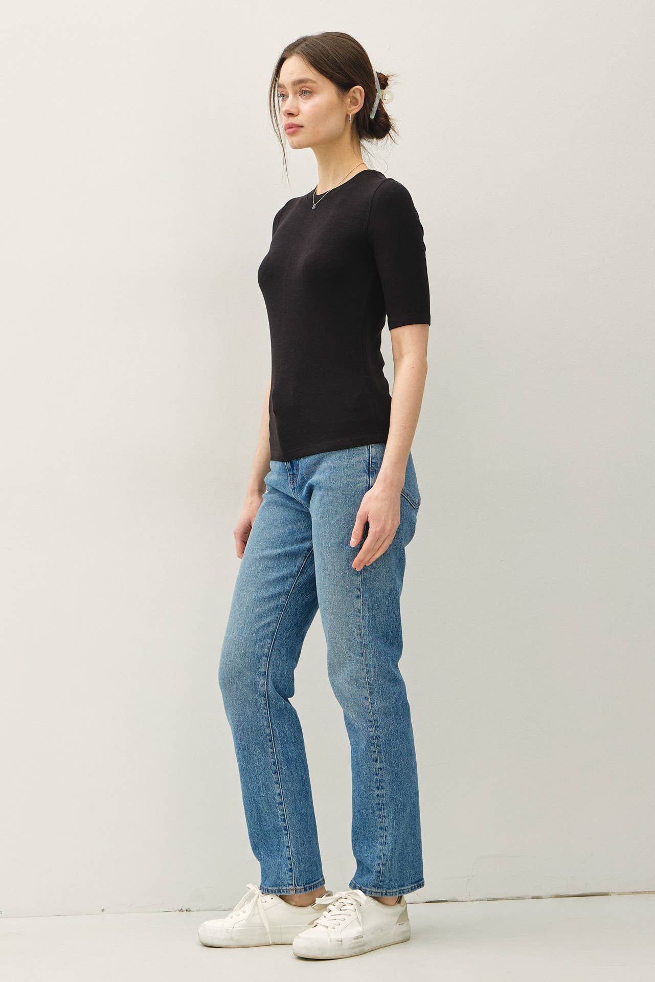 Classic Ribbed Crewneck Top