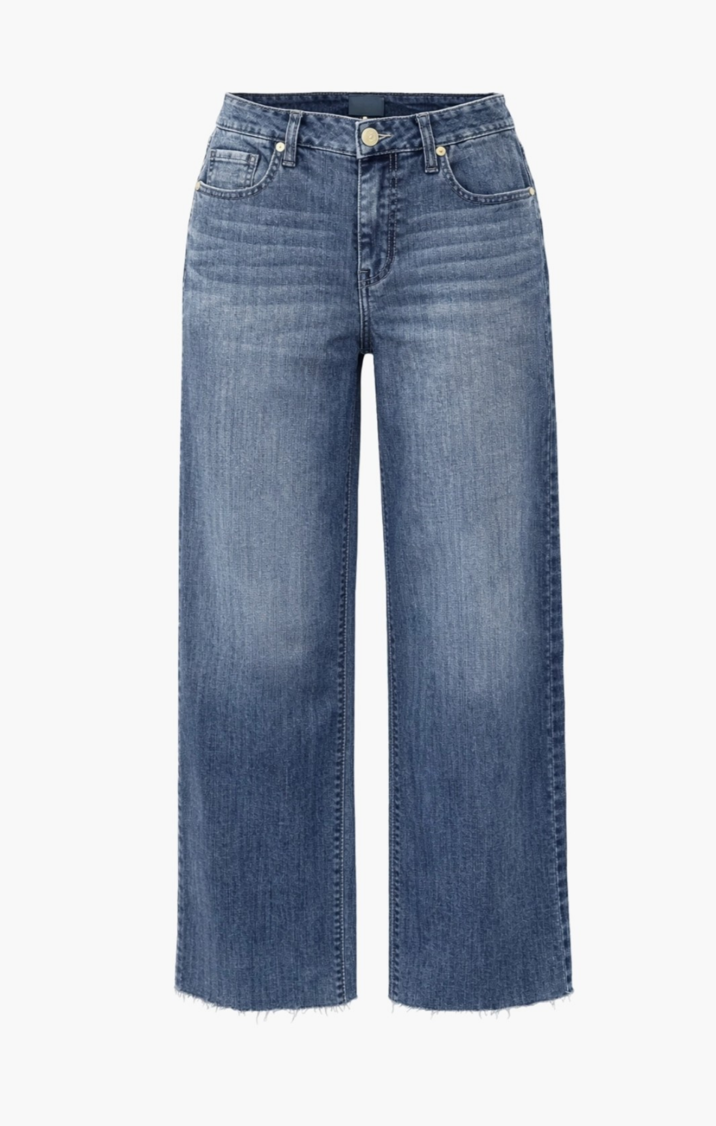 Mid-Rise Slim Wide Leg Jeans w/ Raw Hem