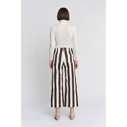 High Rise Stripe Cropped Wide Leg Pants