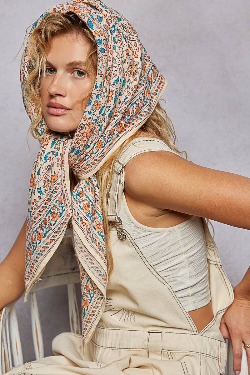 Floral Patterned Multi Style Wrap Scarf