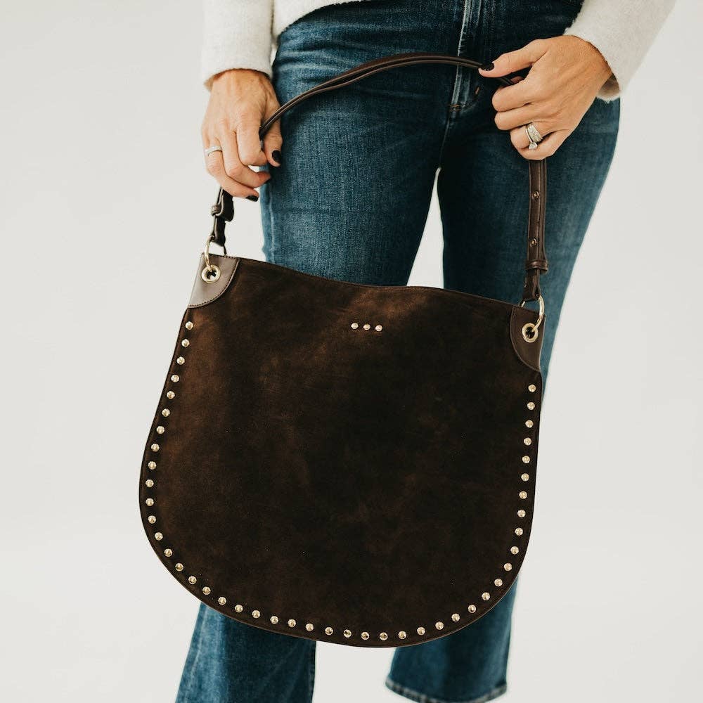 Rosalie Rivet Suede Hobo Bag