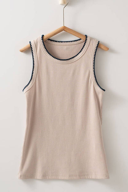 Contrast Trim Ribbed Tank Top