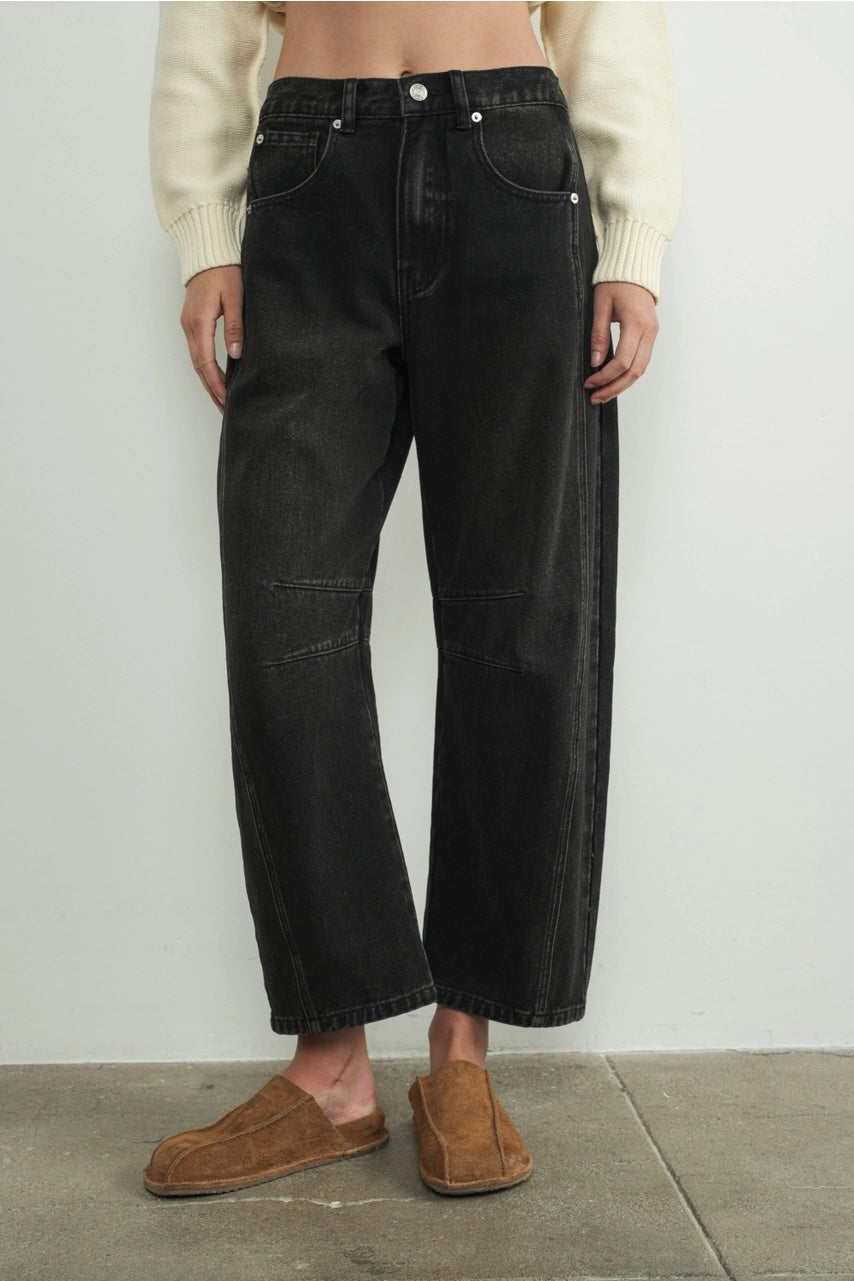 Relaxed Fit Cropped Barrel Jeans