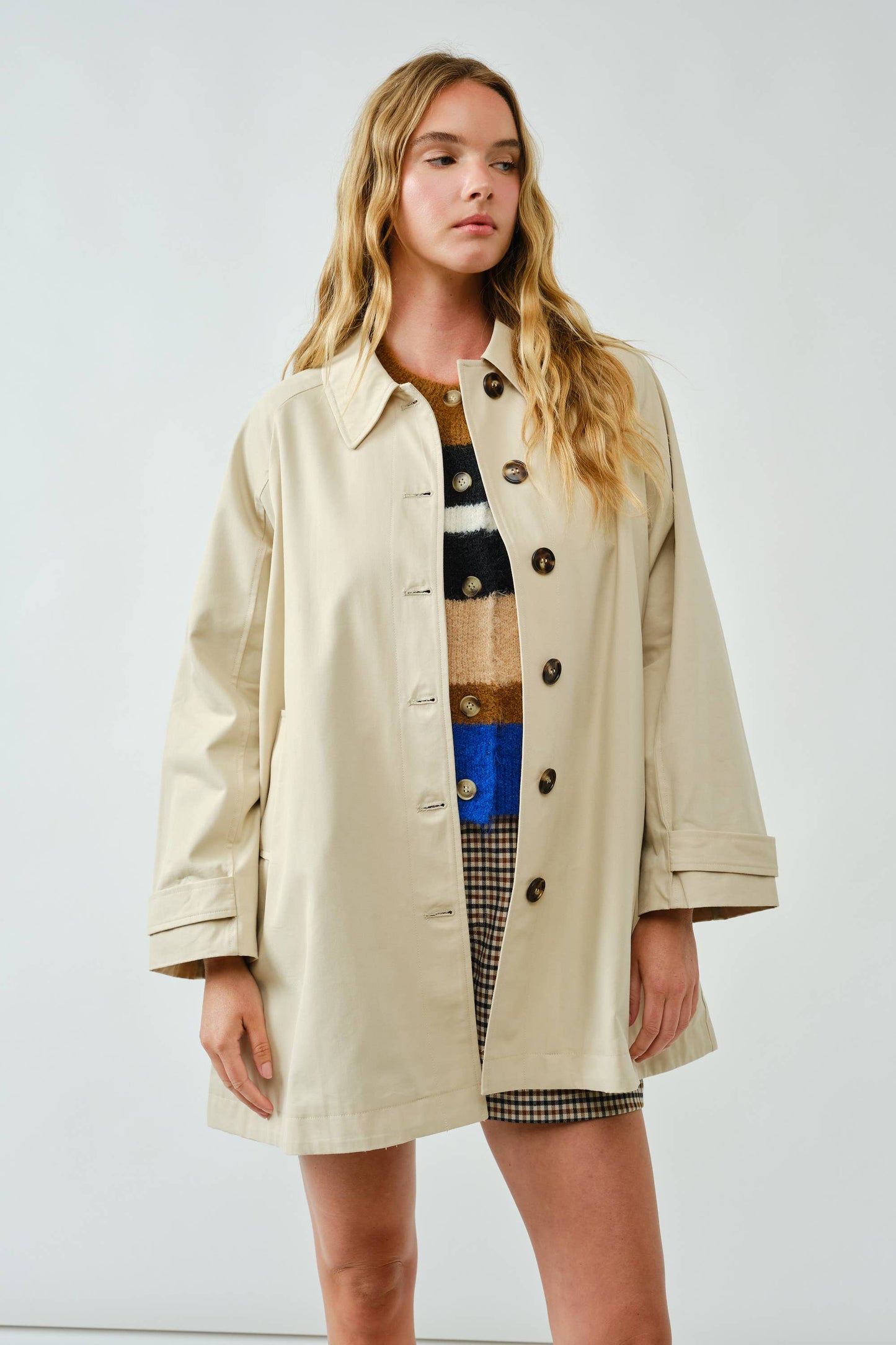 A-Line Trench With Plaid Lining