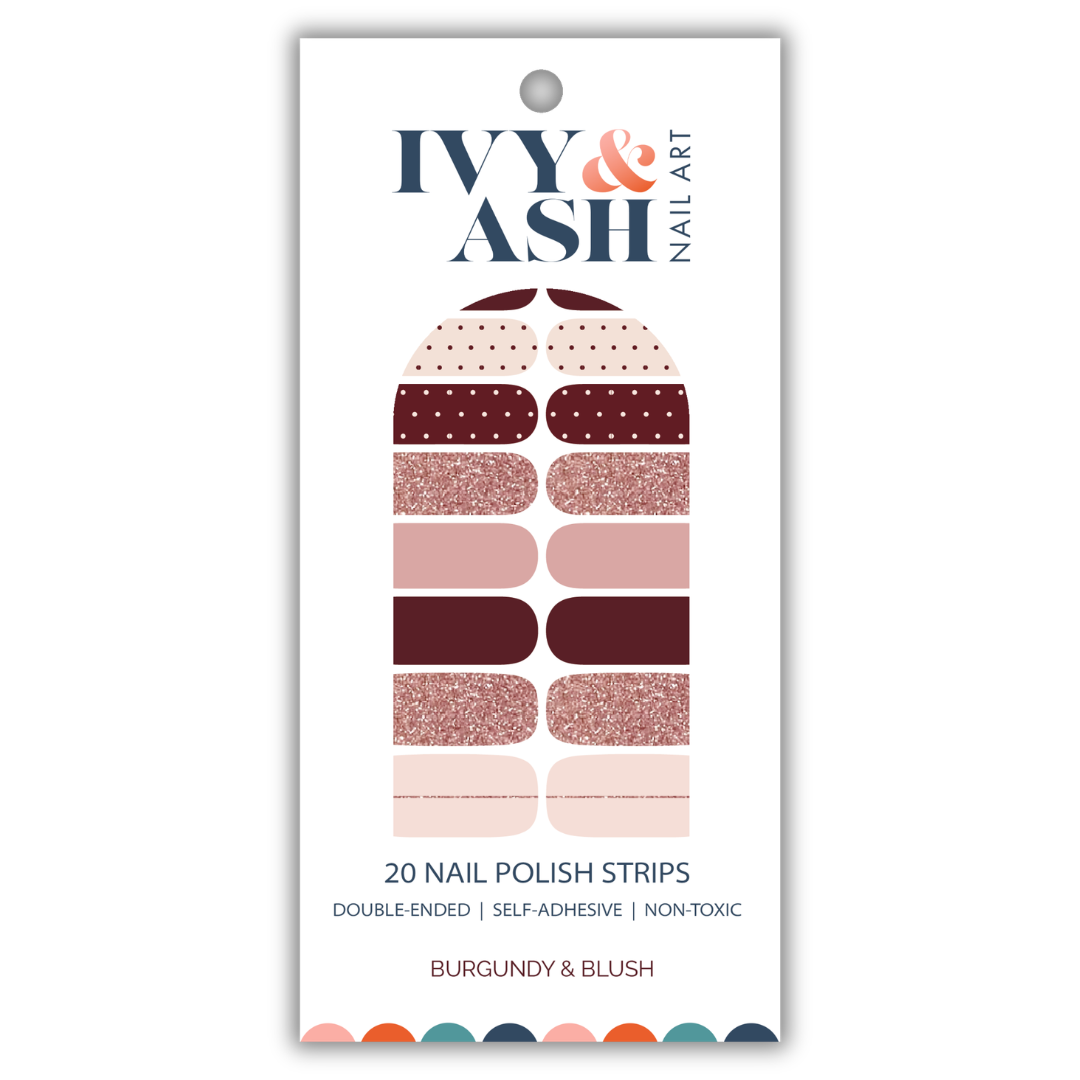 Burgundy & Blush | Fall Mixed Mani Nail Wrap Set