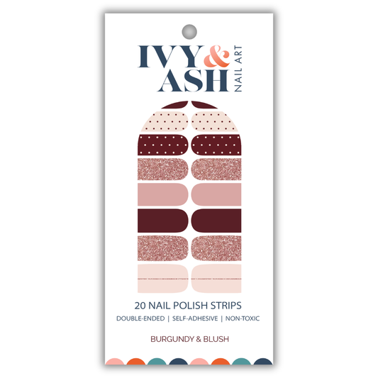 Burgundy & Blush | Fall Mixed Mani Nail Wrap Set