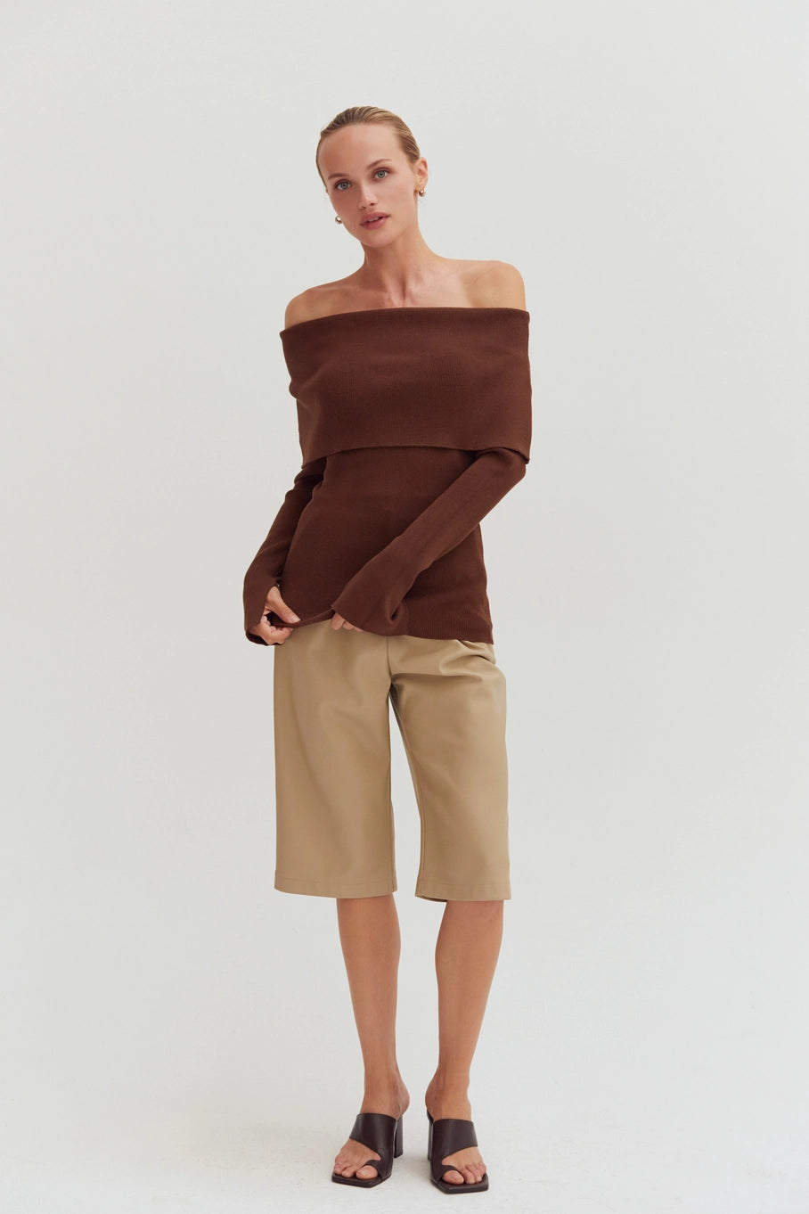 Ana Fold-Over Off-Shoulder Knit Top
