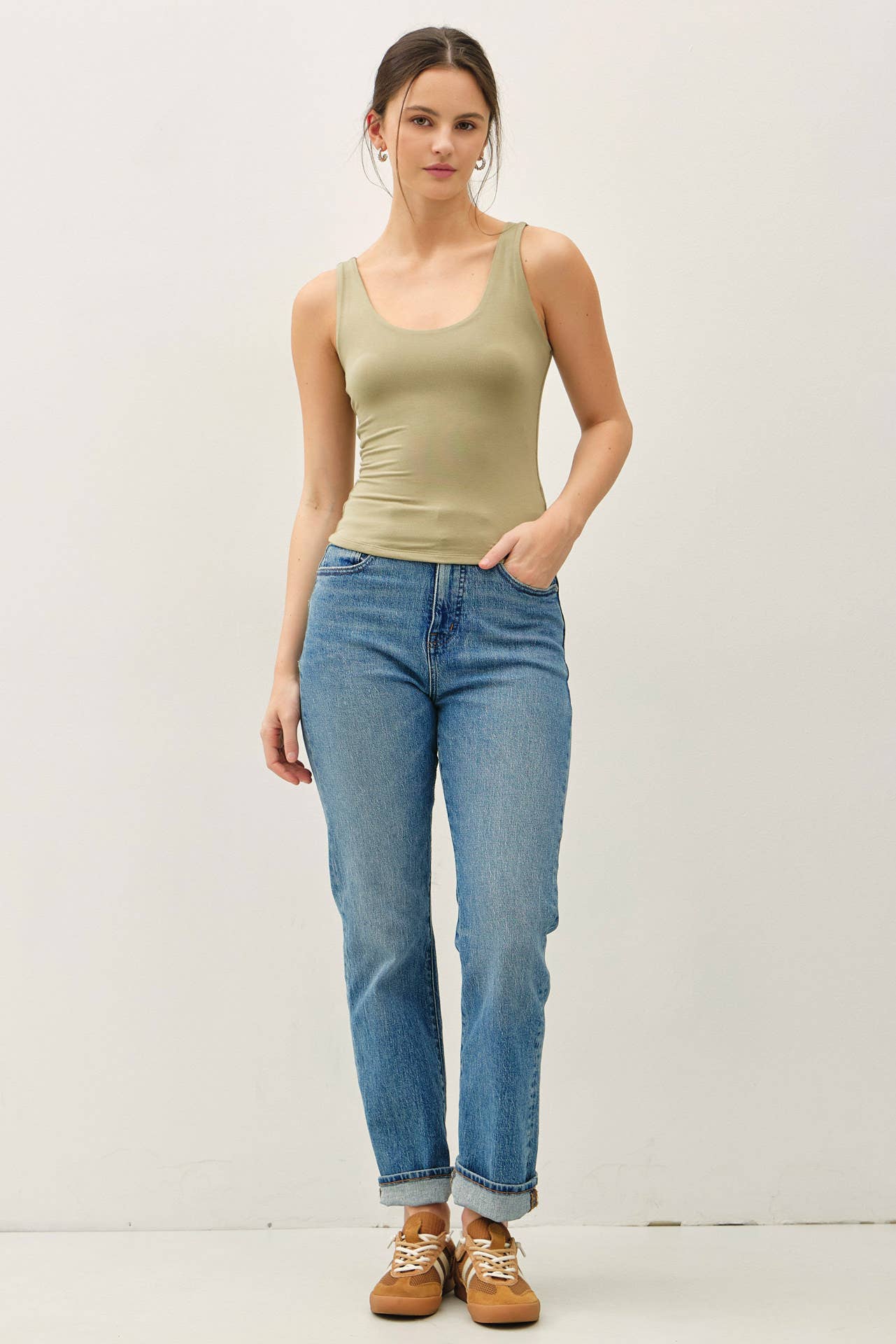 Double Lined Scoop Neck Tank