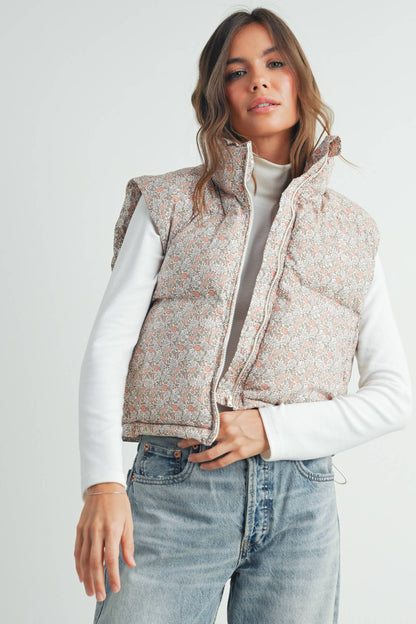 Floral Puffer Vest