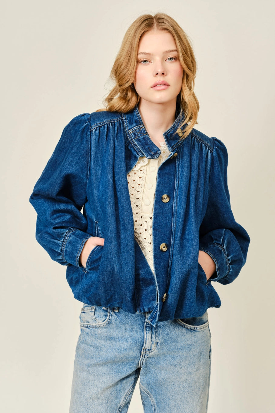 Bubble Hem Denim Jacket