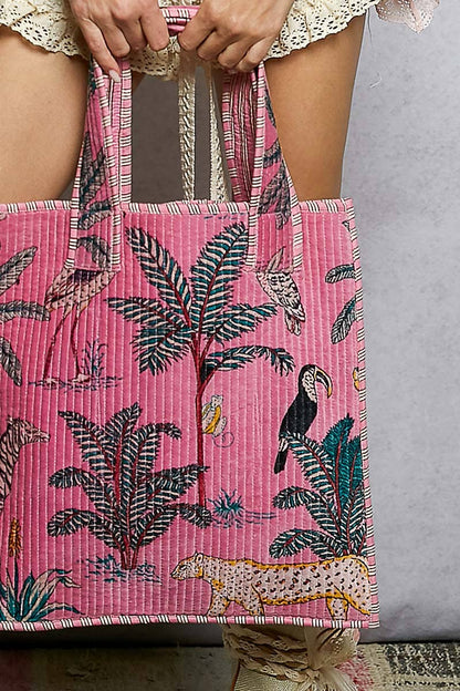 Everyday Quilted Striped Tote Bag
