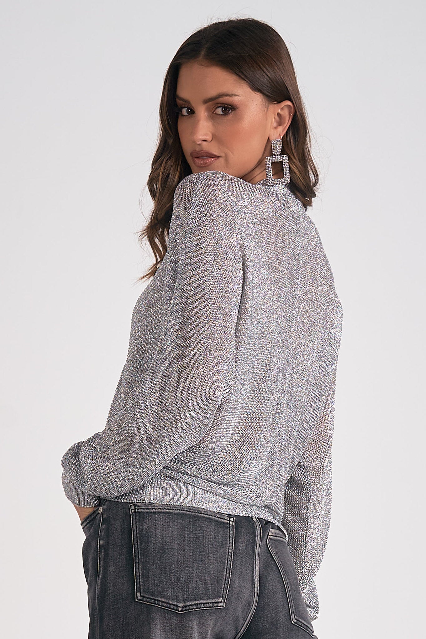 Silver Zippered Cardigan