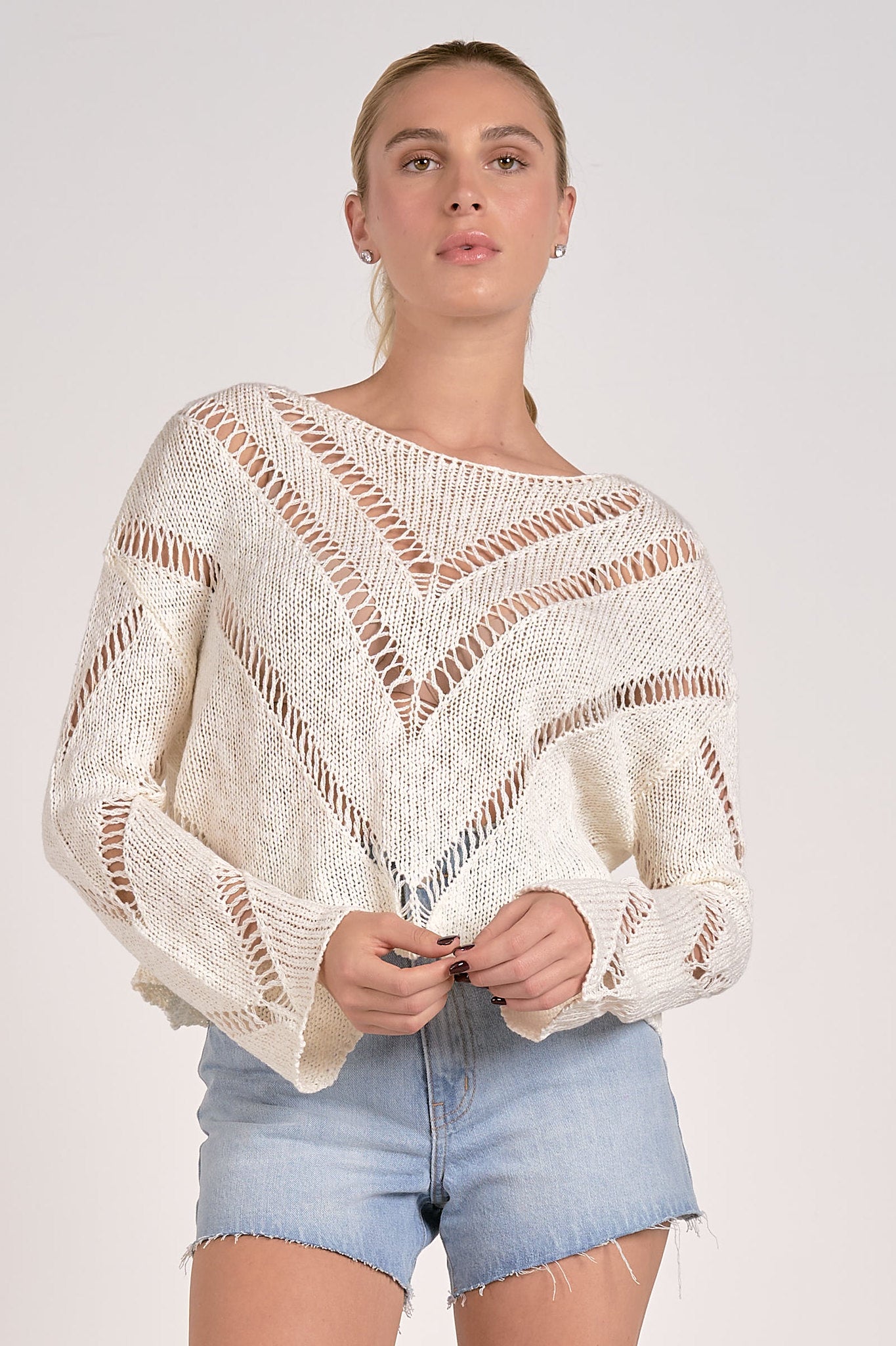 Chevron Openwork Sweater