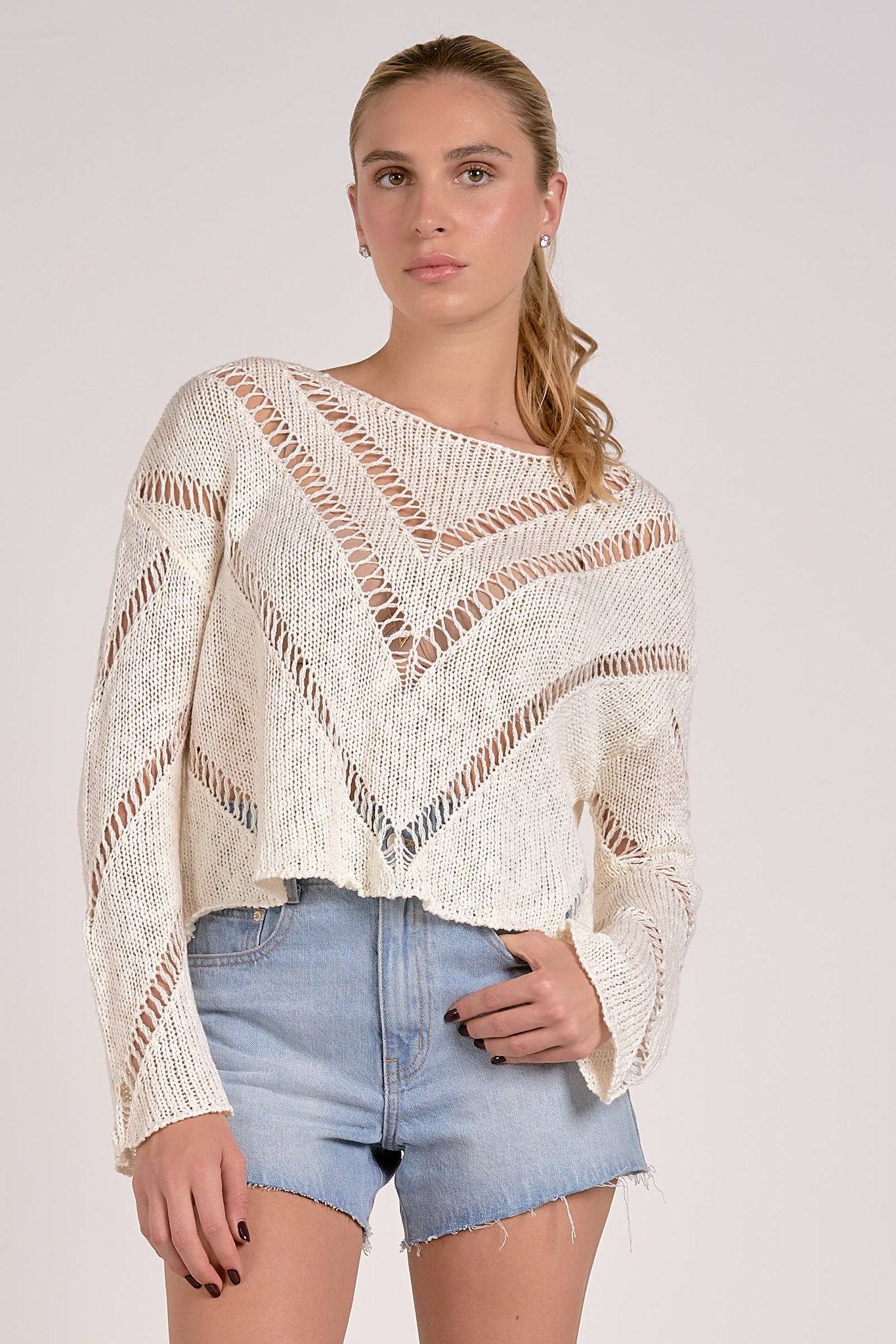 Chevron Openwork Sweater