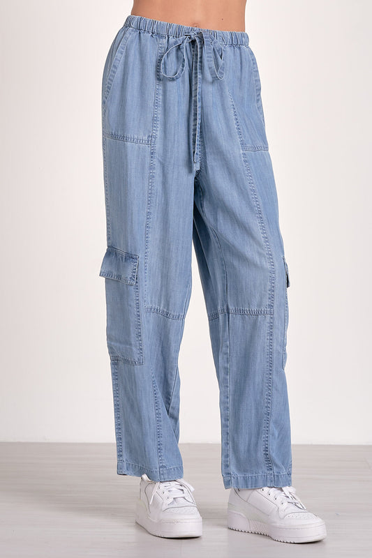 Chambray Cargo Pants