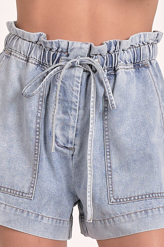 Paper Bag Denim Shorts