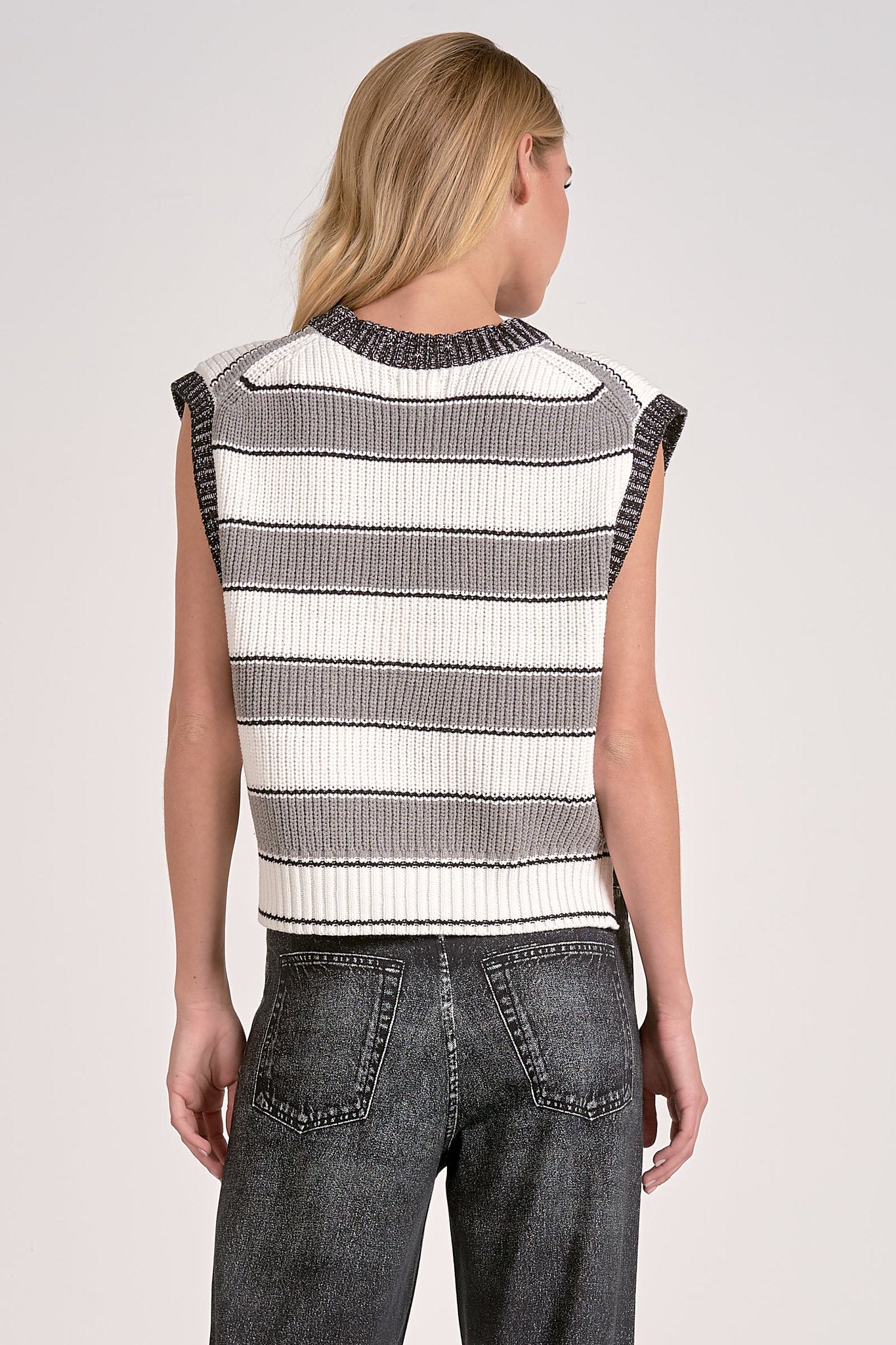 Stripe V-Neck Sweater Vest