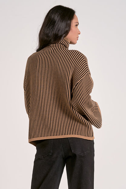Stripe Turtleneck Sweater