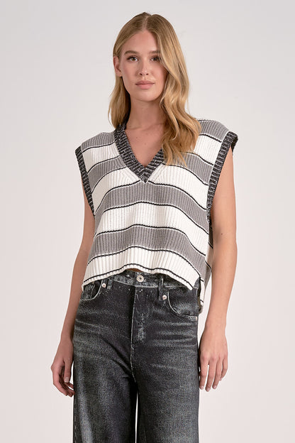 Stripe V-Neck Sweater Vest
