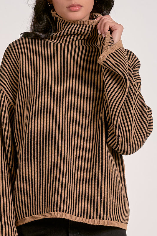 Stripe Turtleneck Sweater