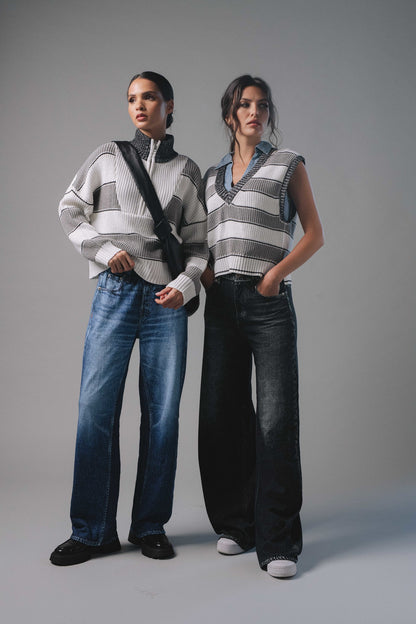 Stripe V-Neck Sweater Vest